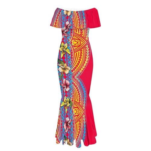 Image of Polynesian for Women S-7XL Off Shoulder Maxi Dress Hawaiian Summer Dresses