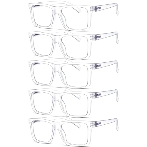 Image of Eyekepper 0.25 Reading Glasses, Readers for Men Women, 5 Pack Clear | Stylish Mens Womens Cheaters,Large Fashion Reader Eyeglasses,All-Day Comfort Spring Hinges,Scratch Resistant for Work /Crafts