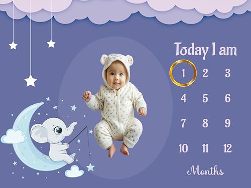 Image of Baby Monthly Milestone Blanket | 1-12 Months | Soft All-Season AC Blanket | Ideal for Newborn Boys & Girls | Perfect Growth Tracker & Photoshoot Prop with Little Star Catcher | 120x90 cm
