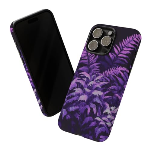 Pixel Art Purple Fougères coque rigide mate compatible iPhone 15 Pro Max - 2