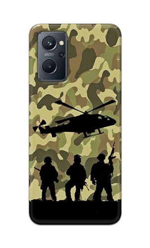 Image of Printed Hard Back Cover Case for Realme 9i 4G Back Cover (Army) -1111