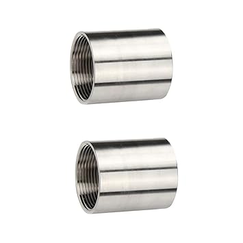Feelers 304 Stainless Steel Cast Pipe Coupling Fitting, Female Coupler Adapter Polished, 1/2