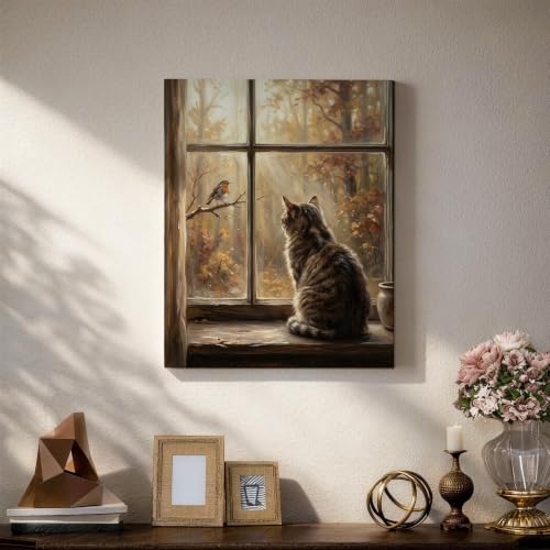 Lienzo de pared con diseño realista de ventana en color marrón exclusivo 5