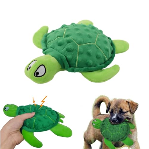 JWTEEE Hundespielzeug Quietschend - Interaktives Plüsch Meeresschildkröte Kauspielzeug für Kleine und Mittlere Hunde, Perfekt für Welpen zum Zahnen und Indoor & Outdoor Play (Grün)