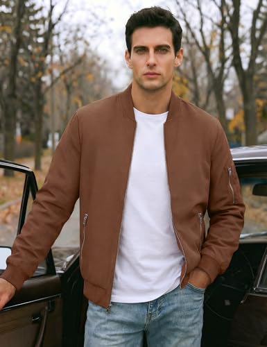 Image of TACVASEN Men's Lightweight Jacket Casual Spring Fall Windbreaker Bomber Zip Up Coat with Pocket
