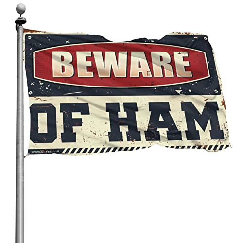 Man CABE Decor Beware of Ham Flag 屋外 秋 デコレーション 男の子 ベッドルーム アクセサリー (サイズ:30X45CM)