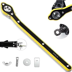 SHALVI Labor Saving Hand Jack Fixed Square Wrench Ratchet, Lug Wrench for Tire Jack, Positive and Reversal Knob Design for Travel/Truck/Suv/Van for Scissor Jacks (Yellow)