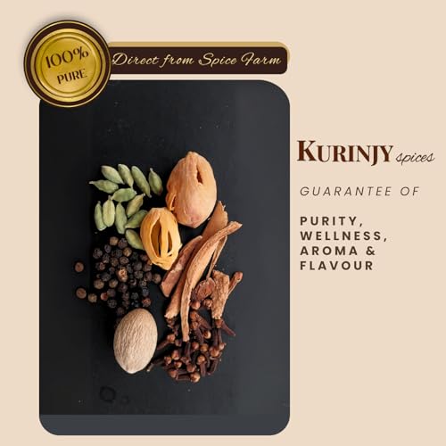 Image of Kurinjy Garam Masala - Whole Spice Mix | Cardamom, True Cinnamon, Clove, Black Pepper, Nutmeg & Mace | Essential-Oil-Rich Kerala Spices | For Rich Aroma & Rewarding Flavour | 50 g