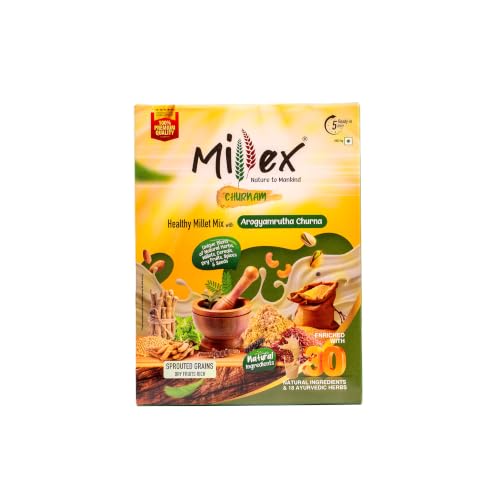 Image of Millex Millet Healthy Mix With Churnam 800G| 30 Natural Nutrition and 18 Herbal Churna Ingredients | Sprouted Cereals,Nuts, & Pulses |No Sugar Organic Multigrain Nutrition Drink | |Porridge Mix