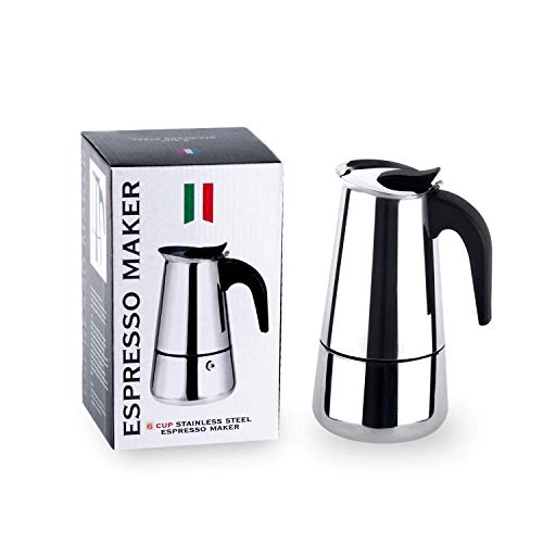 Image of VINSU Stainless Steel Espresso Coffee Maker /Percolator Coffee Moka Pot Maker, Stovetop Espresso Maker Percolator Italian Coffee Maker, Classic Cafe Maker - (Silver)