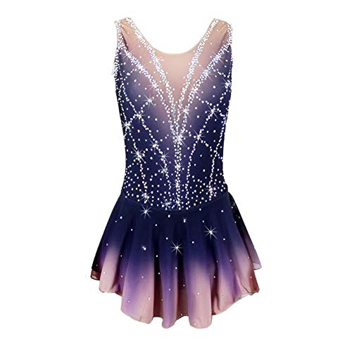 Ice Skating Dress Kids Girls Purple Ballet Dance Rhinestones Women Figure Skating #TOP24