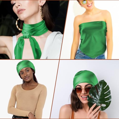 JIEYAO 35" Square Head Scarf for Women, Large Silk Hair Bandana, Solid Color Head Scarves Sleeping Head Wraps for Women 5