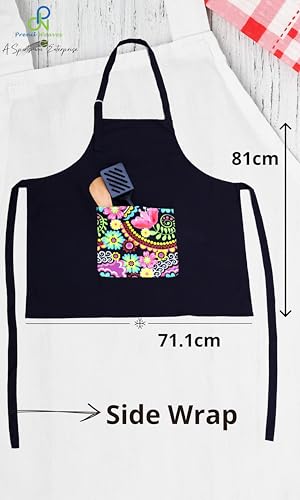 Image of Kitchen Apron for Women & Men | 100% Cotton | Cooking Apron with Big utility Pocket | Adjustable neck strap | Free Size | Kitchen Utensils Accessory