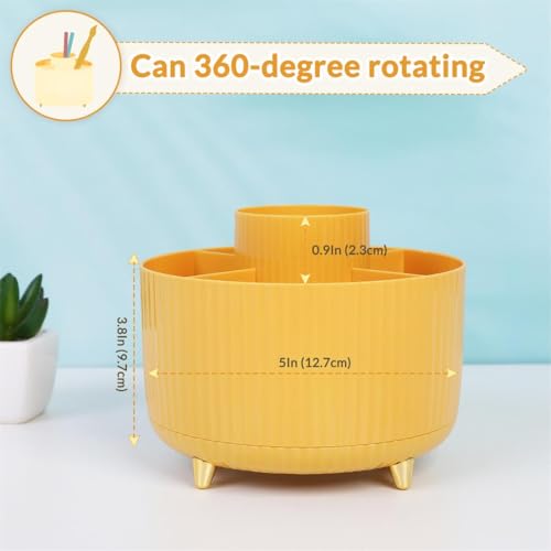 Image of SKYDUE 360 Degree Rotating Desk Organizer, Dual-Purpose Pencil Pen Holder, Rotating Desk Pen Organizer with 5 Slots, Pencil Cup for Office, School, Home