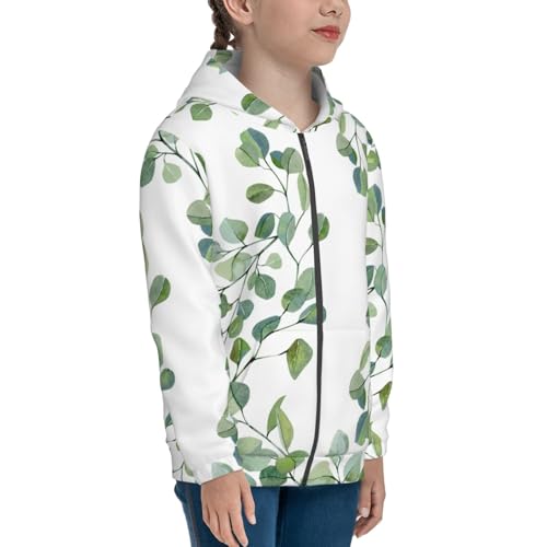 Eucalyptus Branch Kids Pullover Hoodies Boys Zip Up Sweatshirts Girls Athletic Clothes with Pocket4