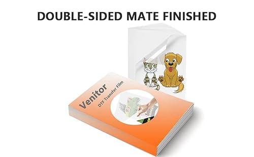 Venitor Premium Dtf Transfer Film, 60 Sheets A4(8.3" X 11.7") Double-Sided Matte Finish Direct To Film For All Sublimation&Dtf Printers,Dtf Film And Upgraded Premium Direct To Film For All Fabrics #TOP1
