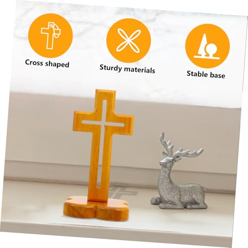 Cruz de madera hecha a mano PRETYZOOM para decoracion religiosa del hogar 4
