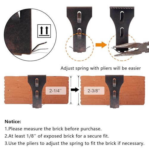 Image of Brick Wall Hooks for Hanging Brick Wall Clips Brick Wall Hanger No Drill Outdoor Fit 2-1 /4 to 2-3 /8 inch Height Metal Brick Clamps for Outside Home Decor(8pcs)