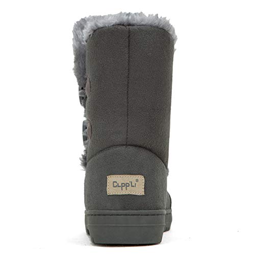 Image of CLPP'LI Womens Twin Button Fully Fur Lined Waterproof Winter Snow Boots