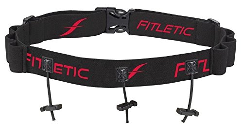 Fitletic Race Number Belt, Black/Red, One Size Fits All
