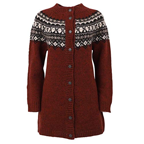 Fróðný Long Wool Cardigan (L, Brick Heather)