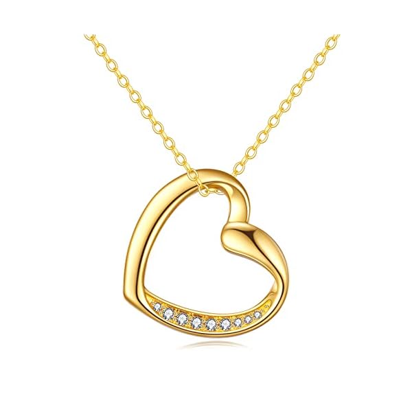 14K Solid Gold Heart Necklace for Women Fine Gold Love Jewelry Birthday Gifts for Wife Mother Girlfriend Her
