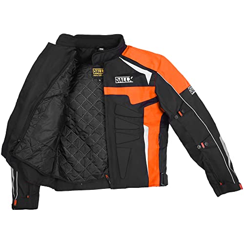 Dallx Waterproof Textile Motorcycle Riding Jacket For Men Dualsport Enduro With Ce Armored Waterproof All Session Jacket (Black Orange, 2X-Large) #TOP4