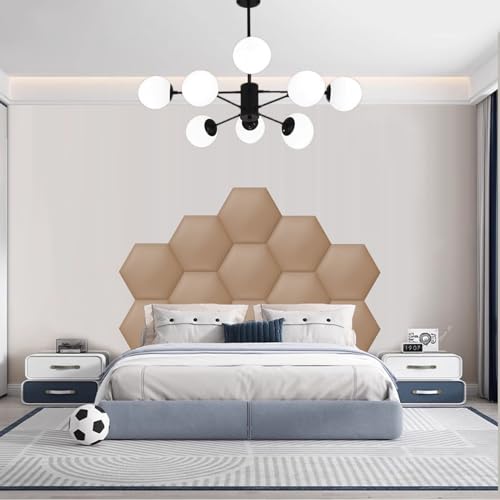Paneles hexagonales acolchados 3D y autoadhesivos para pared de cuarto infantil 7