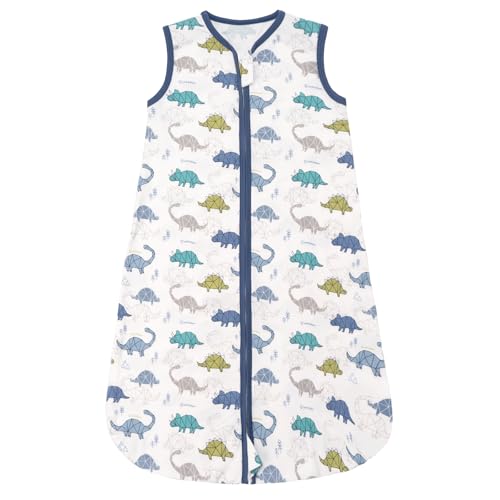 ZIGJOY 0.5 Tog Baby Sleeping Bag 100% Cotton Baby Wearable Blanket Toddler Sleep Sack Summer Sleeping Bags 6-12 Months, Dinosaurs