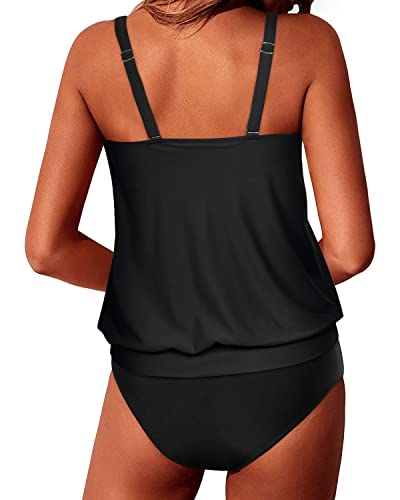 Image of Yonique Two Piece Tankini Swimsuits for Women Blouson Bathing Suits Modest Swimwear