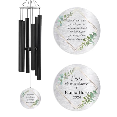 Image of Personalized Retirement Wind Chimes for Outside, 36 inch Happy Retirement Gift for Women, Men, Coworker, Colleague, Boss, Teacher, Nurse, Friend, Going Away Garden Patio Decor