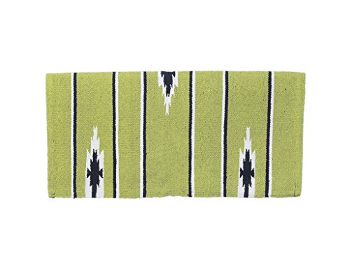Tough 1 55% Wool Sierra Saddle Blanket 30"X30", Lime/Black/Cream