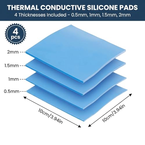 Image of ZORBES 4 Pack Thermal Pads 100x100mm 0.5 /1 /1.5 /2mm 6.0 W /mK Silicone