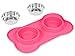 INTERNET'S BEST Bone Dog Bowl Set - Double Stainless Steel Food and Water Bowls with Non-Slip Silicone Stand - No Spill Pet Feeding Station - Durable Dog Dish Holder Set - Small, Pink