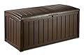 Keter Glenwood 101 Gallon Resin Large Deck Box-Organization and Storage for Patio Furniture, Outdoor Cushions, Garden Tools and Pool Toys, Grey & Black
