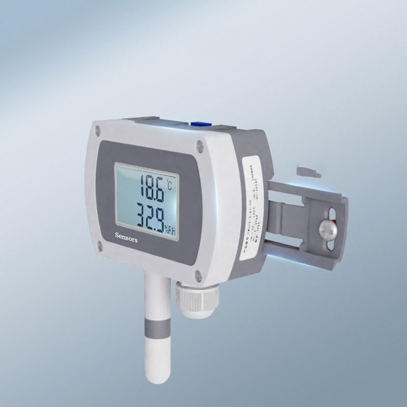 Wall-Mounted Temperature Humidity Transmitter with LCD Display for Rail Installation