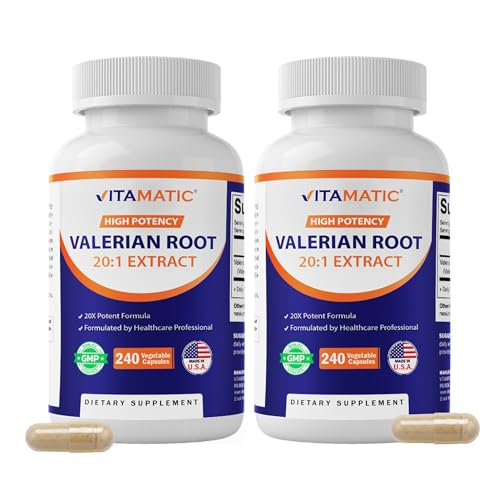 Vitamatic Valerian Root 20:1 Extract 250 mg 240 Capsules 2 Pack