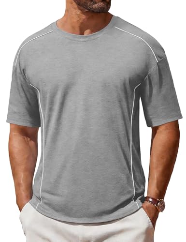 Quoboquo Tshirt Homme Été Lot Tee Shirt Homme Fashion Design Linéaire Tee-Shirt Chic pour Vacances et Loisirs Haut Manches Courtes Taille S-3XL