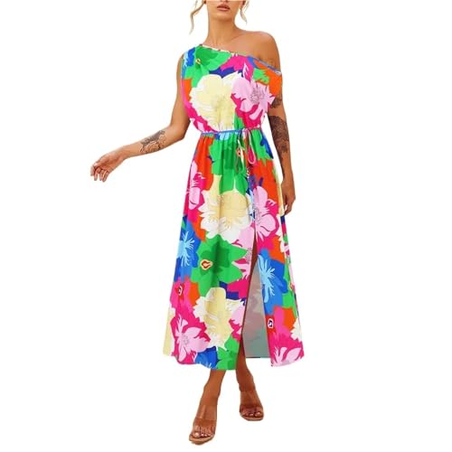 Robe longue d'été décontractée sans manches à motif floral pour femme
