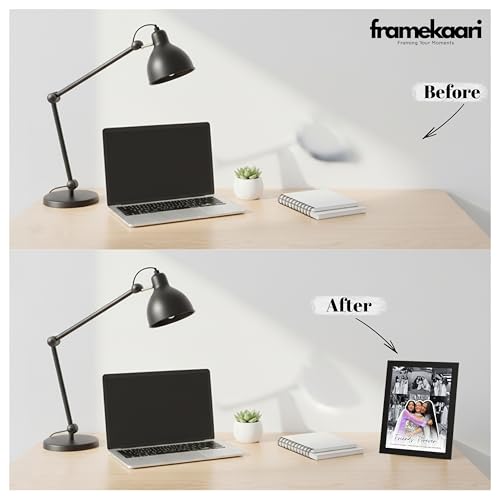 Image of Framekaari Customized Collage Photo Frame | Personalized Gift | Custom 4-Photo Collage | Family, Friends & Travel Memories | Room Decor | Tabletop & Wall Mount | 16x21 cm (Design-11)