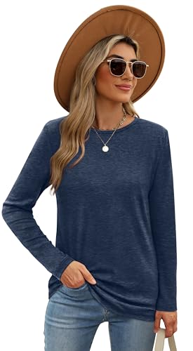 Long Sleeve Shirts for Women Casual Crew Neck Basic Fall Tops Loose Fit Comfy4