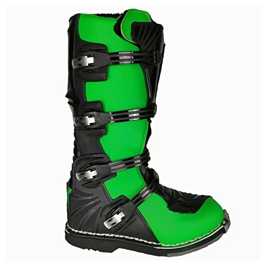 Stivali da Moto Cross Enduro Quad Off Road con Protezioni (40, Verde)