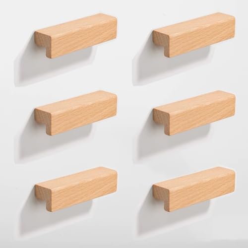 SYZOW 6 Stück Möbelgriffe, Schrankgriffe Holz, Lochabstand 64mm...