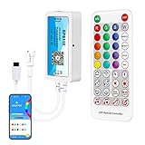 SEZO WS2812B Bluetooth LED Controller 600pixels/port SP611E Music Sync Control for WS2811 WS2815 SM16703 UCS1903 Addressable Dream Color LED Strip Pixels Light DC5V~24V APP/IR Remote Control