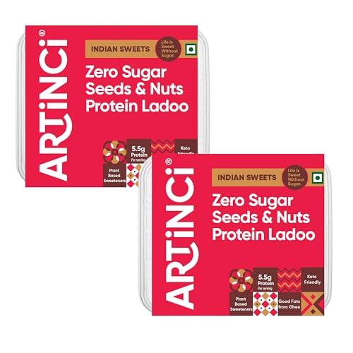 Image of Artinci High Protein Laddu (Pack of 2 x 190g), As Seen on Shark Tank India, Enriched with Seeds, Nut flour & Wheat, Diabetic Keto-Friendly Laddoo, Sugar Free, Vegan, Low Carbs