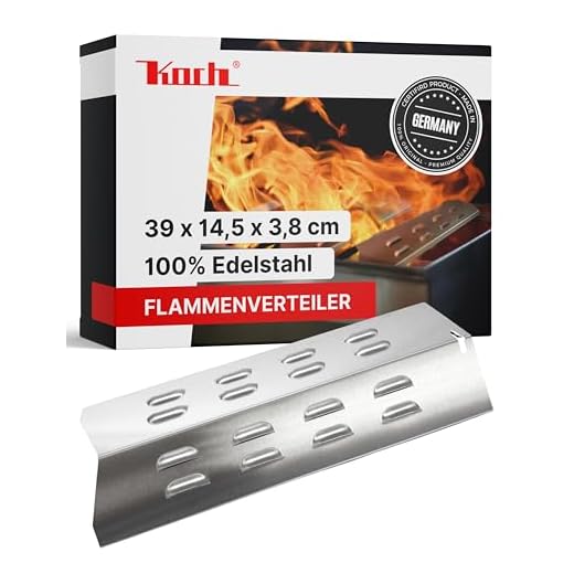 KOCH #74 Edelstahl Flammenverteiler 390 x 145mm mit NUT I Flammenblech/Brennerabdeckung Ersatzteil u.A. für Jamie Oliver Pro 3 Gasgrill