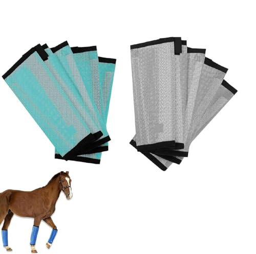 Bottes anti-mouches cheval en maille respirante Gris et Vert Pack de 8