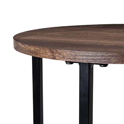 Honey-Can-Do Round Side Table With X-Pattern Base, Natural Tbl-09247 Black,20 Lbs #TOP6