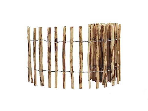 Panneau de jardin en noisetier tressé 60 cm – Barrière naturelle pour plantes grimpantes, saules ou étangs – Fil d’acier, couleur naturelle, longueur...