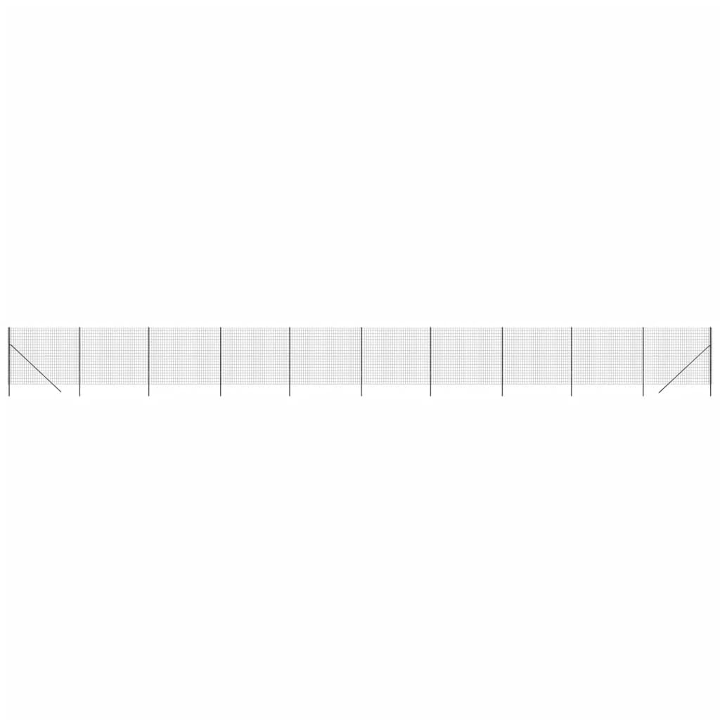Wire Mesh Fence Anthracite 1.4x25 m Galvanised Steel PVC Coated Dog Proof Animal Enclosure Roll, Heavy Duty Garden Security Barrier with Posts Kit